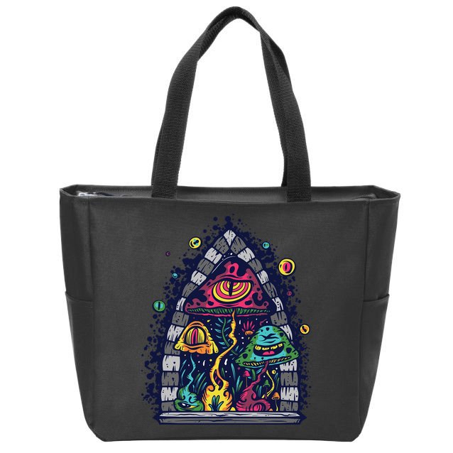 Trippy Mushrooms Zip Tote Bag