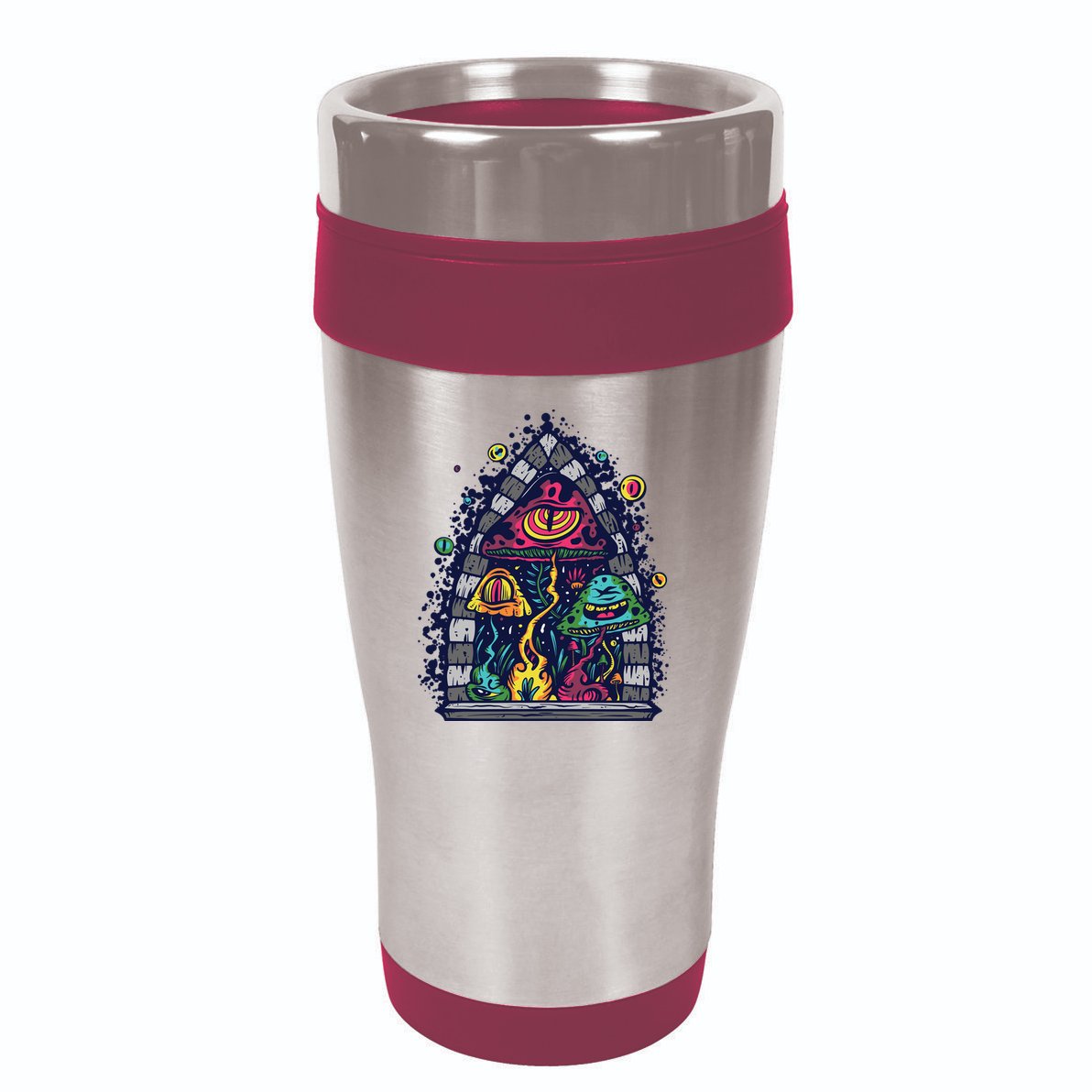 Trippy Mushrooms 16oz Travel Tumbler