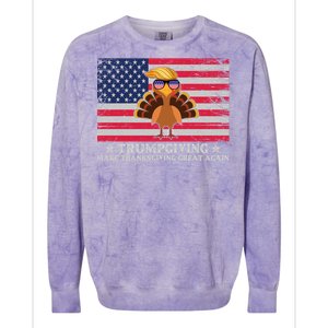 Trumpgivnig Make Thanksgiving Great Again Partyturkey Flag Cool Gift Colorblast Crewneck Sweatshirt