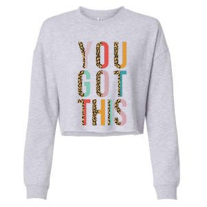 Test Motivational Testing Day Leopard For Teacher Test Day Cropped Pullover Crew