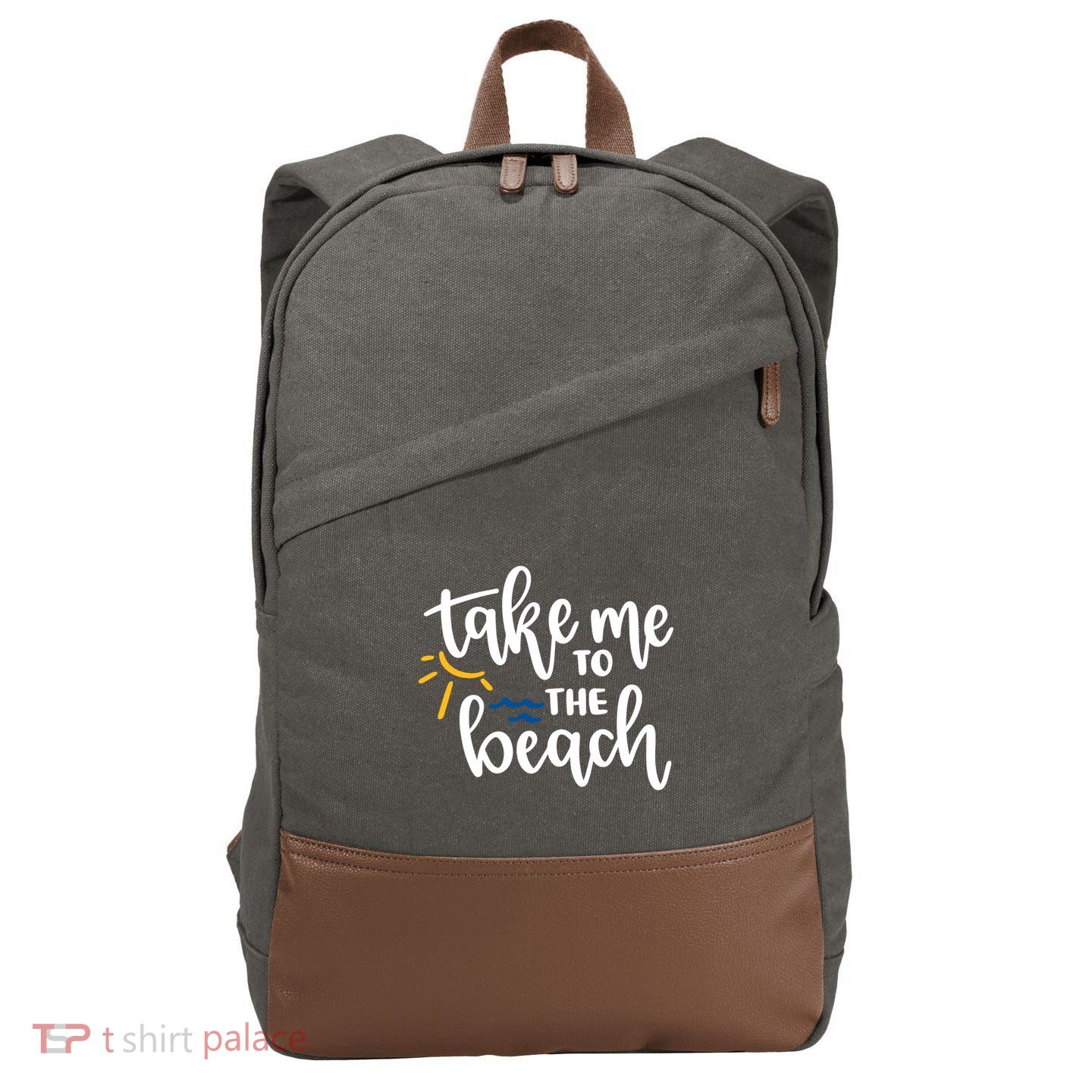 Take Me To The Beach Cute Vacation Cotton Canvas Backpack