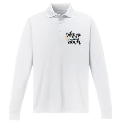 Take Me To The Beach Cute Vacation Performance Long Sleeve Polo