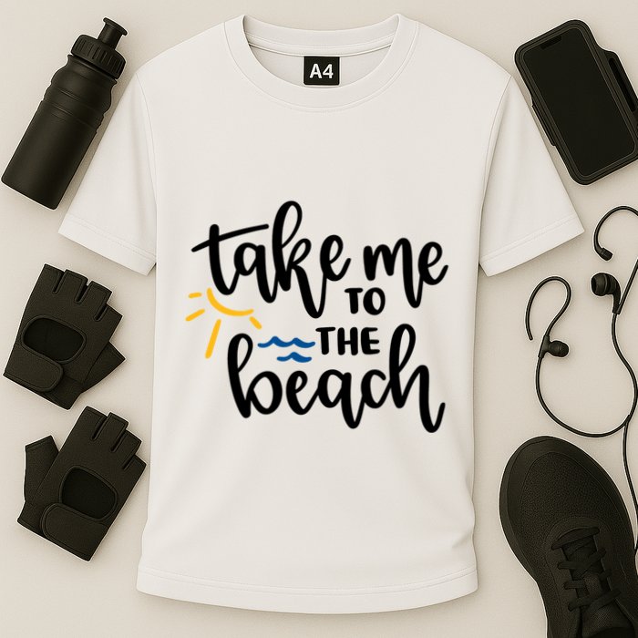 Take Me To The Beach Cute Vacation Cooling Performance Crew T-Shirt