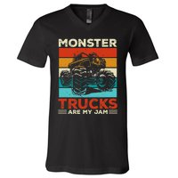 Toddler Monster Truck Are My Jam Costume Wo Boys Girls Premium V-Neck T-Shirt