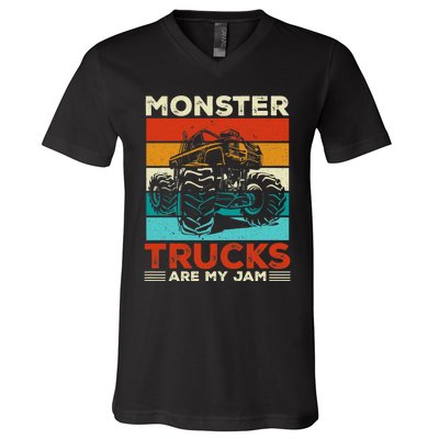 Toddler Monster Truck Are My Jam Costume Wo Boys Girls Premium V-Neck T-Shirt