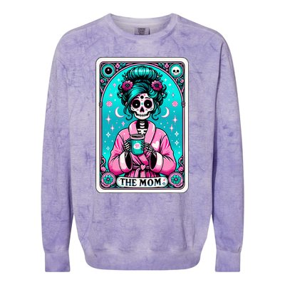 The Mom Tarot Card Skeleton Witch Mom Skull Colorblast Crewneck Sweatshirt