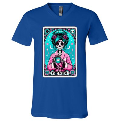 The Mom Tarot Card Skeleton Witch Mom Skull V-Neck T-Shirt