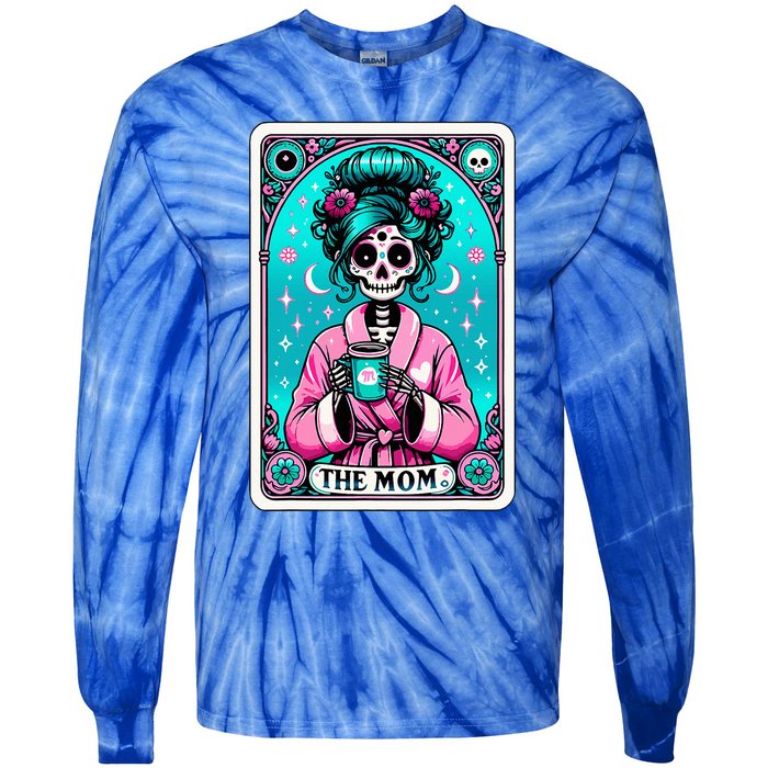 The Mom Tarot Card Skeleton Witch Mom Skull Tie-Dye Long Sleeve Shirt