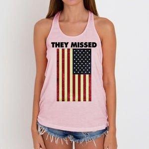 They Missed Trump Rally Shooting Gun Shot Women's Knotted Racerback Tank