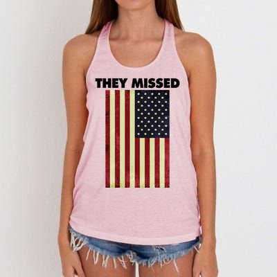 They Missed Trump Rally Shooting Gun Shot Women's Knotted Racerback Tank