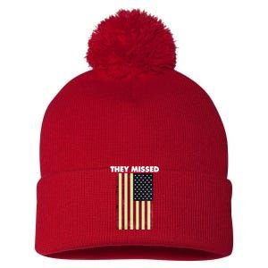 They Missed Trump Rally Shooting Gun Shot Pom Pom 12in Knit Beanie