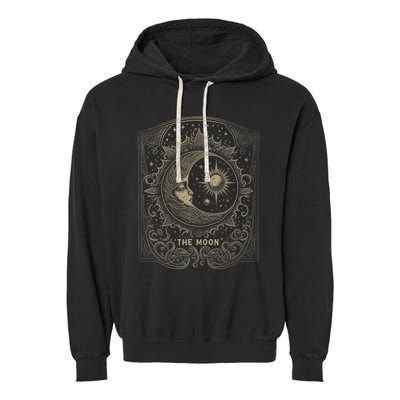 The Moon Tarot Card Goth Emo Occult Graphic Garment-Dyed Fleece Hoodie