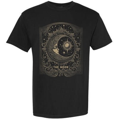The Moon Tarot Card Goth Emo Occult Graphic Garment-Dyed Heavyweight T-Shirt