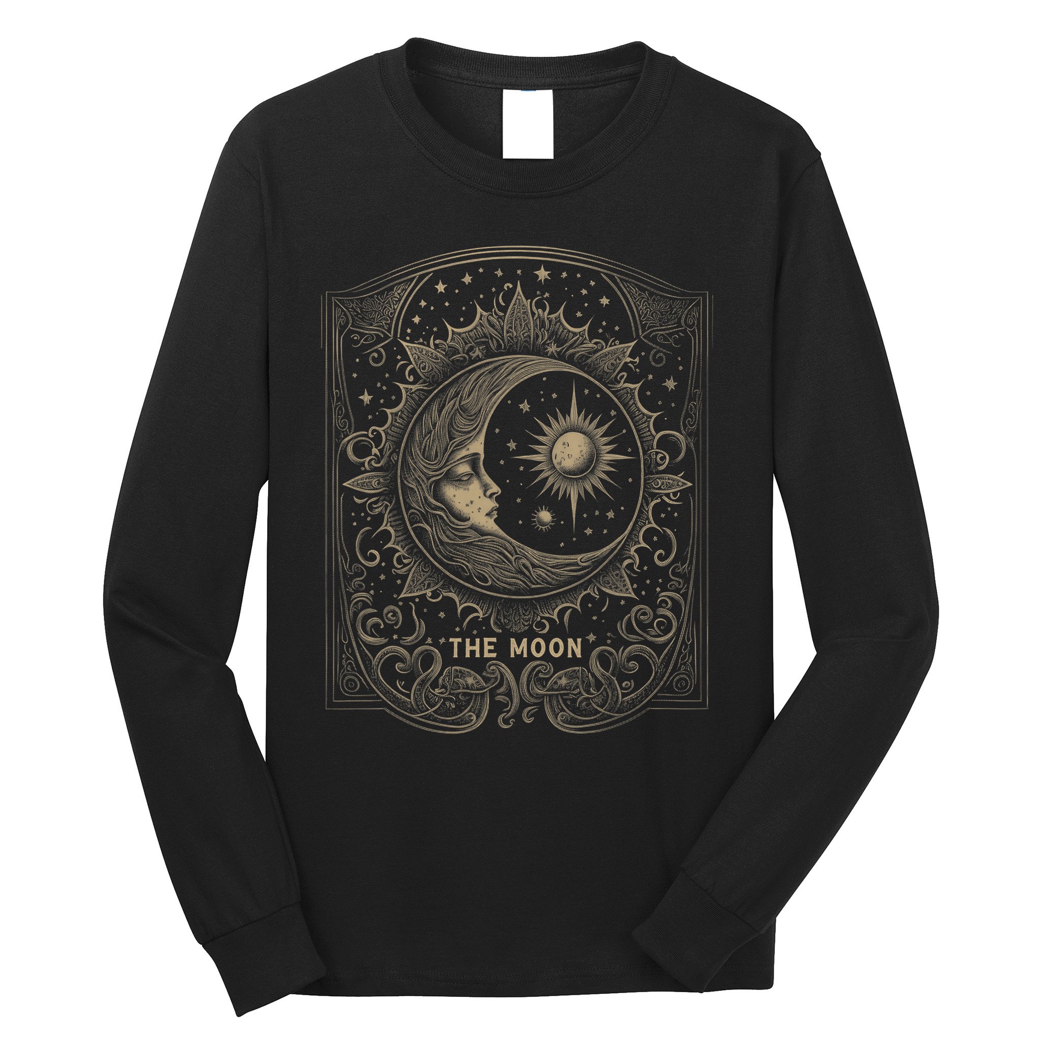 The Moon Tarot Card Goth Emo Occult Graphic Long Sleeve Shirt