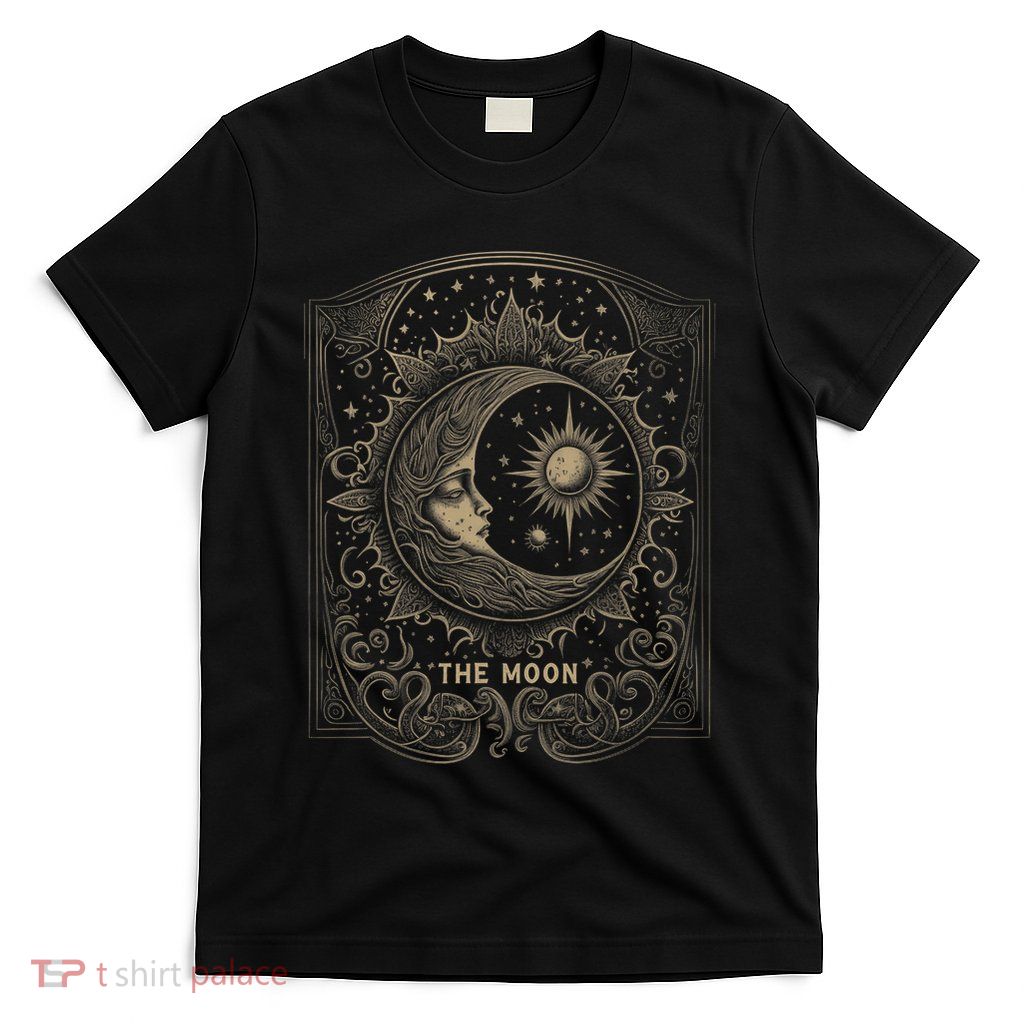 The Moon Tarot Card Goth Emo Occult Graphic T-Shirt