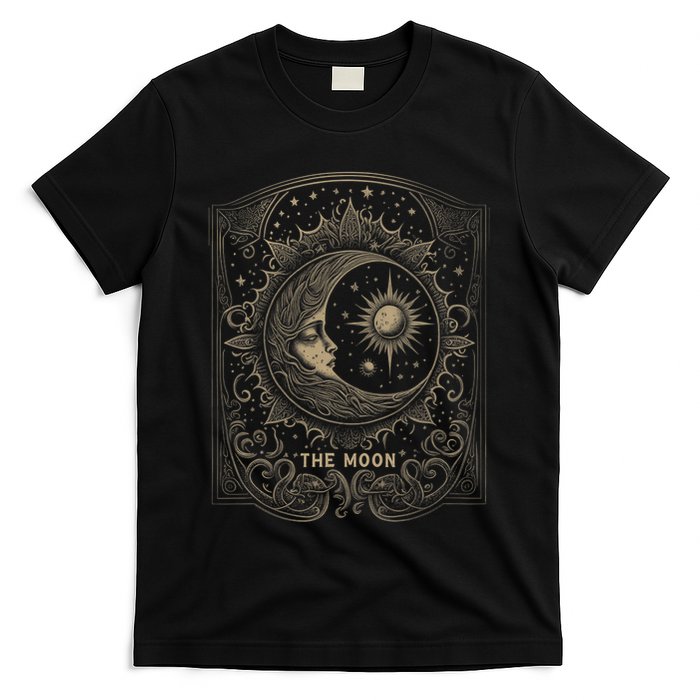 The Moon Tarot Card Goth Emo Occult Graphic T-Shirt