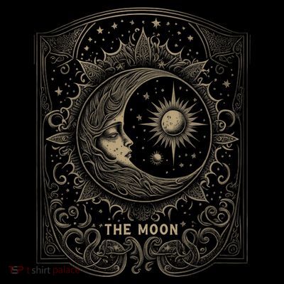The Moon Tarot Card Goth Emo Occult Graphic T-Shirt