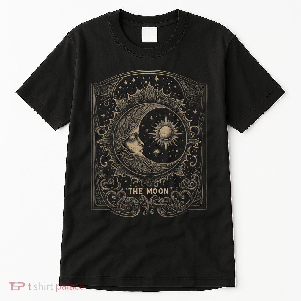 The Moon Tarot Card Goth Emo Occult Graphic Tall T-Shirt