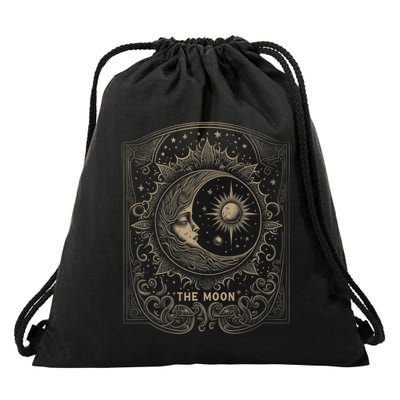 The Moon Tarot Card Goth Emo Occult Graphic Drawstring Bag