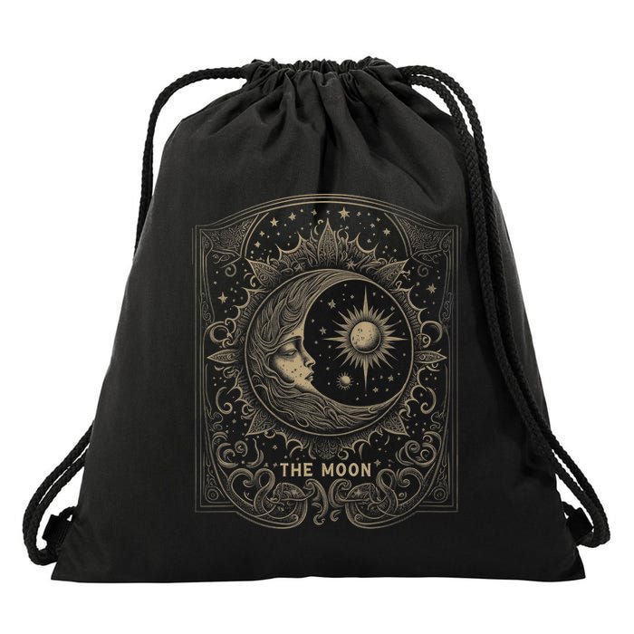 The Moon Tarot Card Goth Emo Occult Graphic Drawstring Bag
