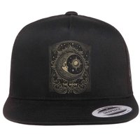 The Moon Tarot Card Goth Emo Occult Graphic Flat Bill Trucker Hat