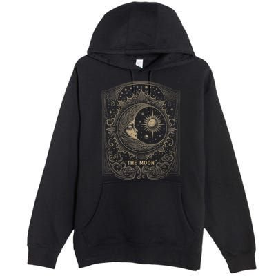 The Moon Tarot Card Goth Emo Occult Graphic Premium Pullover Hoodie