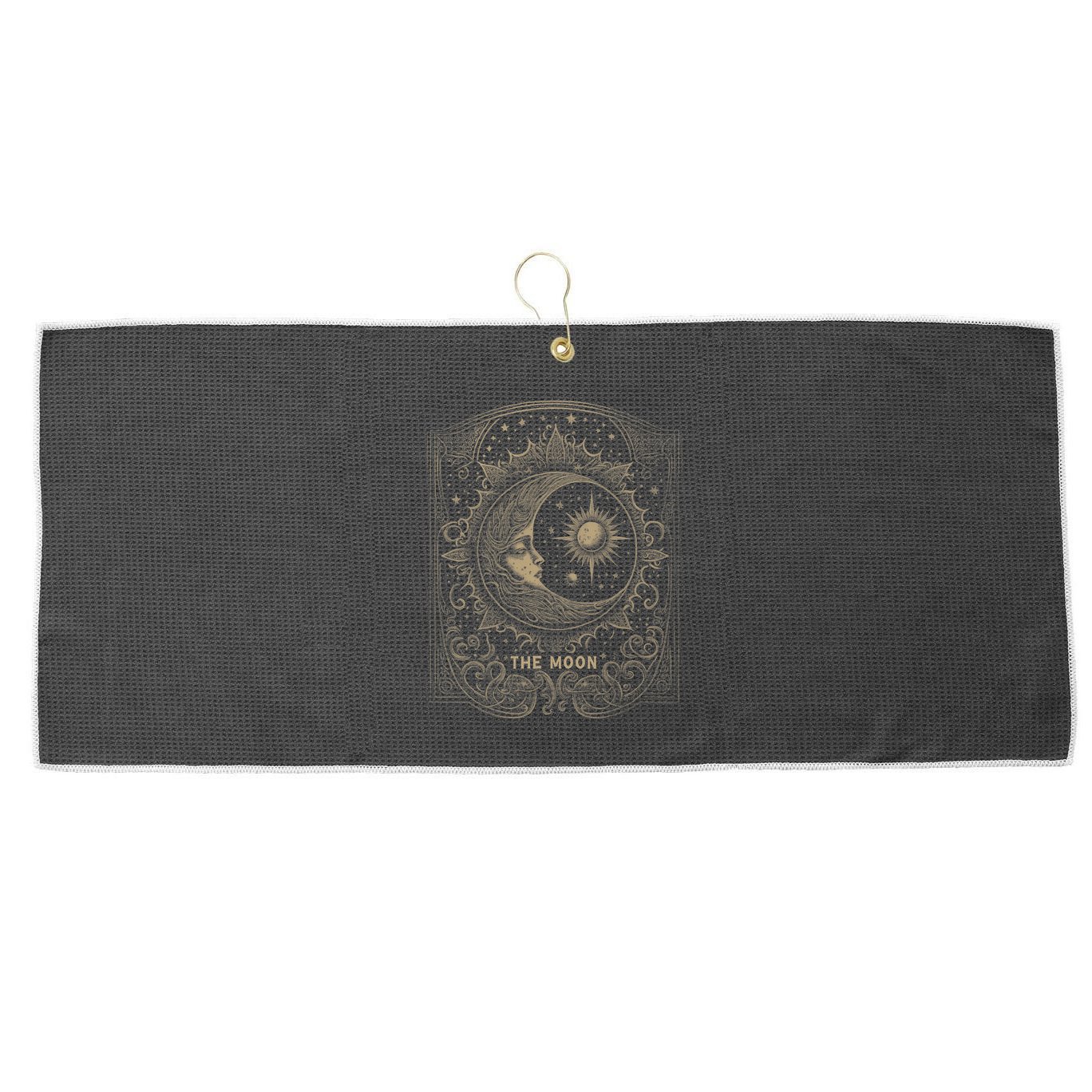 The Moon Tarot Card Goth Emo Occult Graphic Large Microfiber Waffle Golf Towel