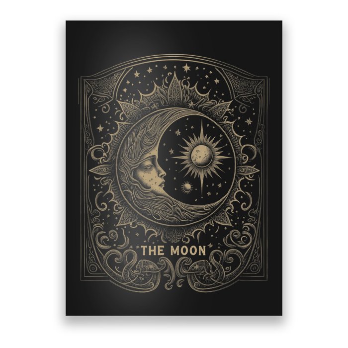 The Moon Tarot Card Goth Emo Occult Graphic Poster