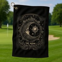 The Moon Tarot Card Goth Emo Occult Graphic Golf Towel
