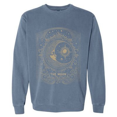 The Moon Tarot Card Goth Emo Occult Graphic Garment-Dyed Sweatshirt