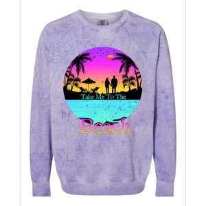 Take Me To The Beach With A Summer Couple Colorblast Crewneck Sweatshirt