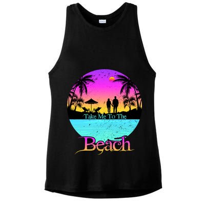 Take Me To The Beach With A Summer Couple Ladies PosiCharge Tri-Blend Wicking Tank