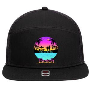 Take Me To The Beach With A Summer Couple 7 Panel Mesh Trucker Snapback Hat