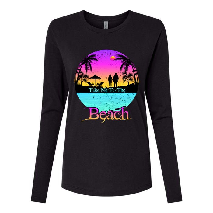 Take Me To The Beach With A Summer Couple Womens Cotton Relaxed Long Sleeve T-Shirt