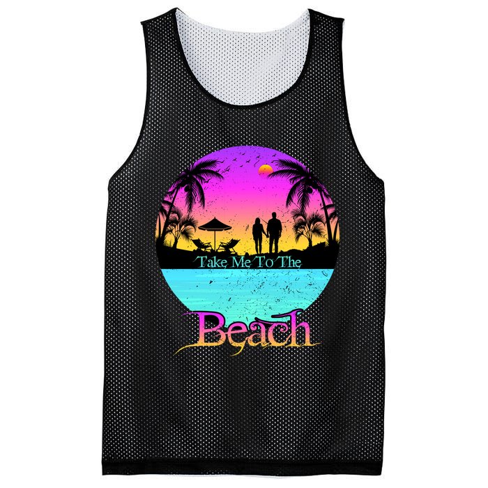 Take Me To The Beach With A Summer Couple Mesh Reversible Basketball Jersey Tank