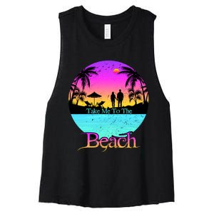 Take Me To The Beach With A Summer Couple Women's Racerback Cropped Tank