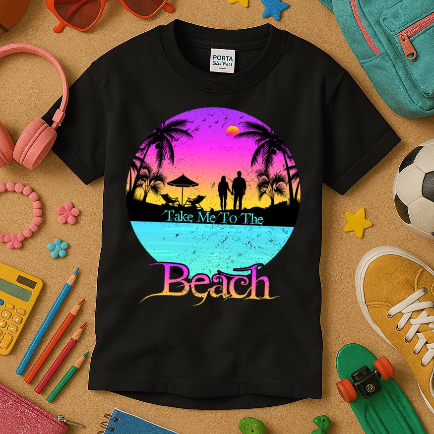 Take Me To The Beach With A Summer Couple Kids T-Shirt