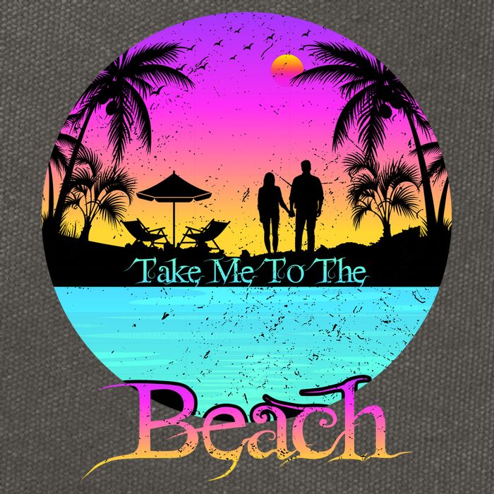 Take Me To The Beach With A Summer Couple Cotton Canvas Backpack