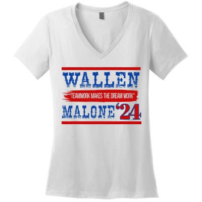 Teamwork Makes The Dream Work Malone 24 Women's V-Neck T-Shirt