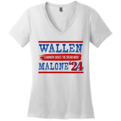 Teamwork Makes The Dream Work Malone 24 Women's V-Neck T-Shirt