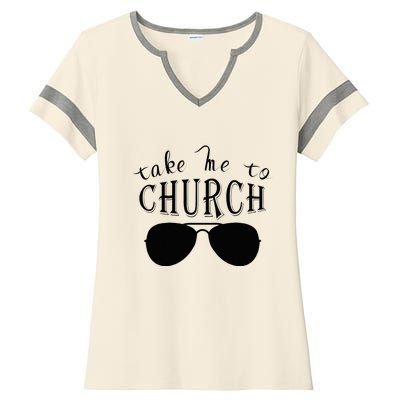 Take Me To The Church Christian Country Concert Ladies Halftime Notch Neck Tee