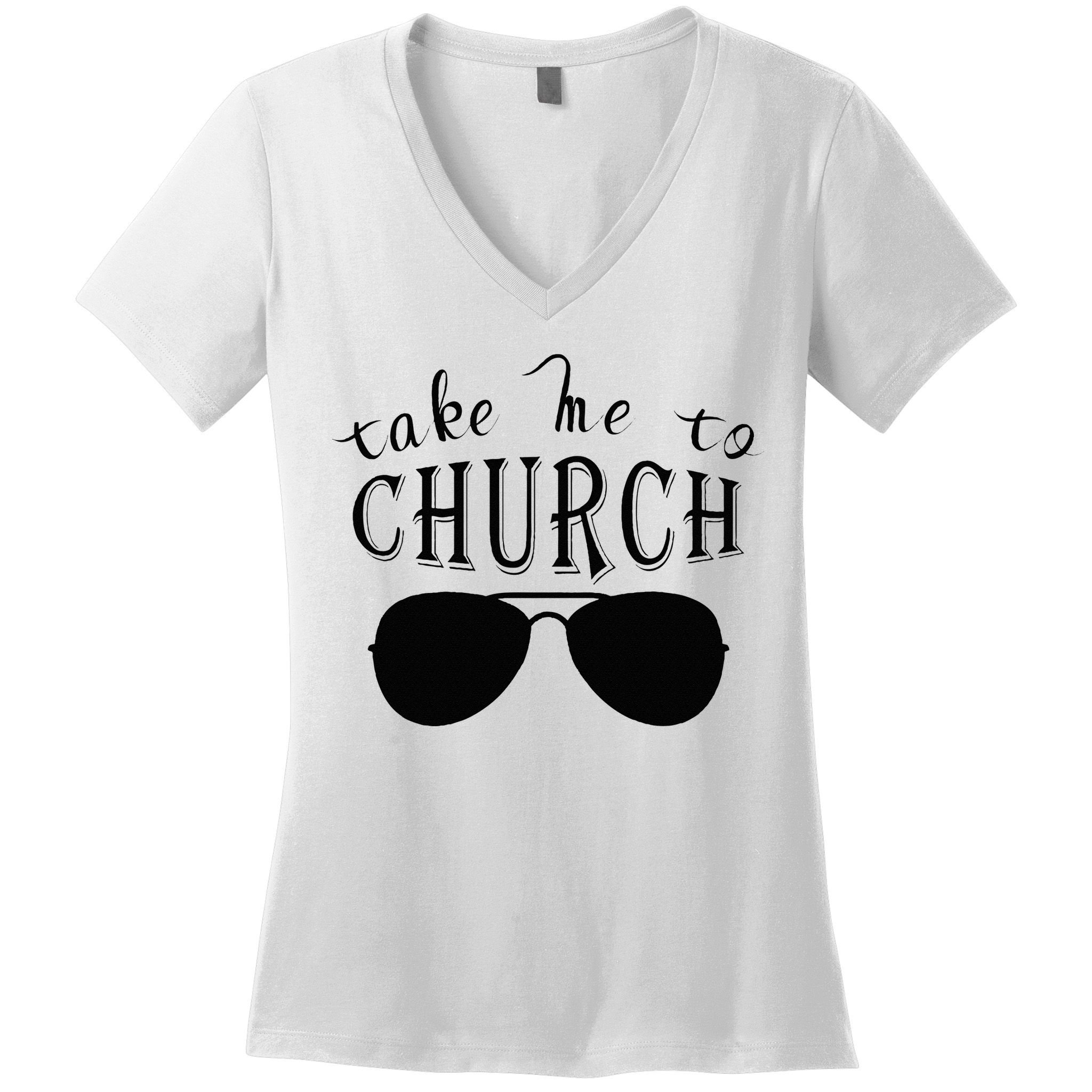 Take Me To The Church Christian Country Concert Women's V-Neck T-Shirt