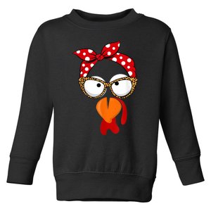 Turkey Mom Thanksgiving Funny Turkey Face Leopard Sunglasses Toddler Sweatshirt