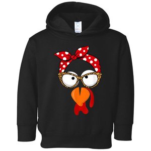 Turkey Mom Thanksgiving Funny Turkey Face Leopard Sunglasses Toddler Hoodie