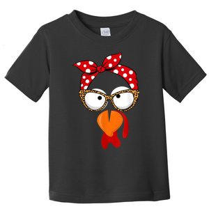 Turkey Mom Thanksgiving Funny Turkey Face Leopard Sunglasses Toddler T-Shirt