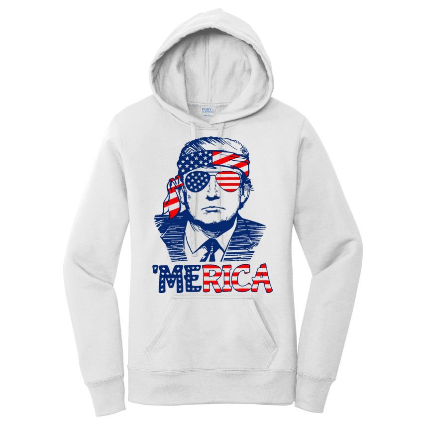 Trump Merica Trump Funny 4th Of July Women's Pullover Hoodie