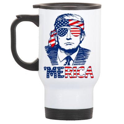 Trump Merica Trump Funny 4th Of July Stainless Steel Travel Mug