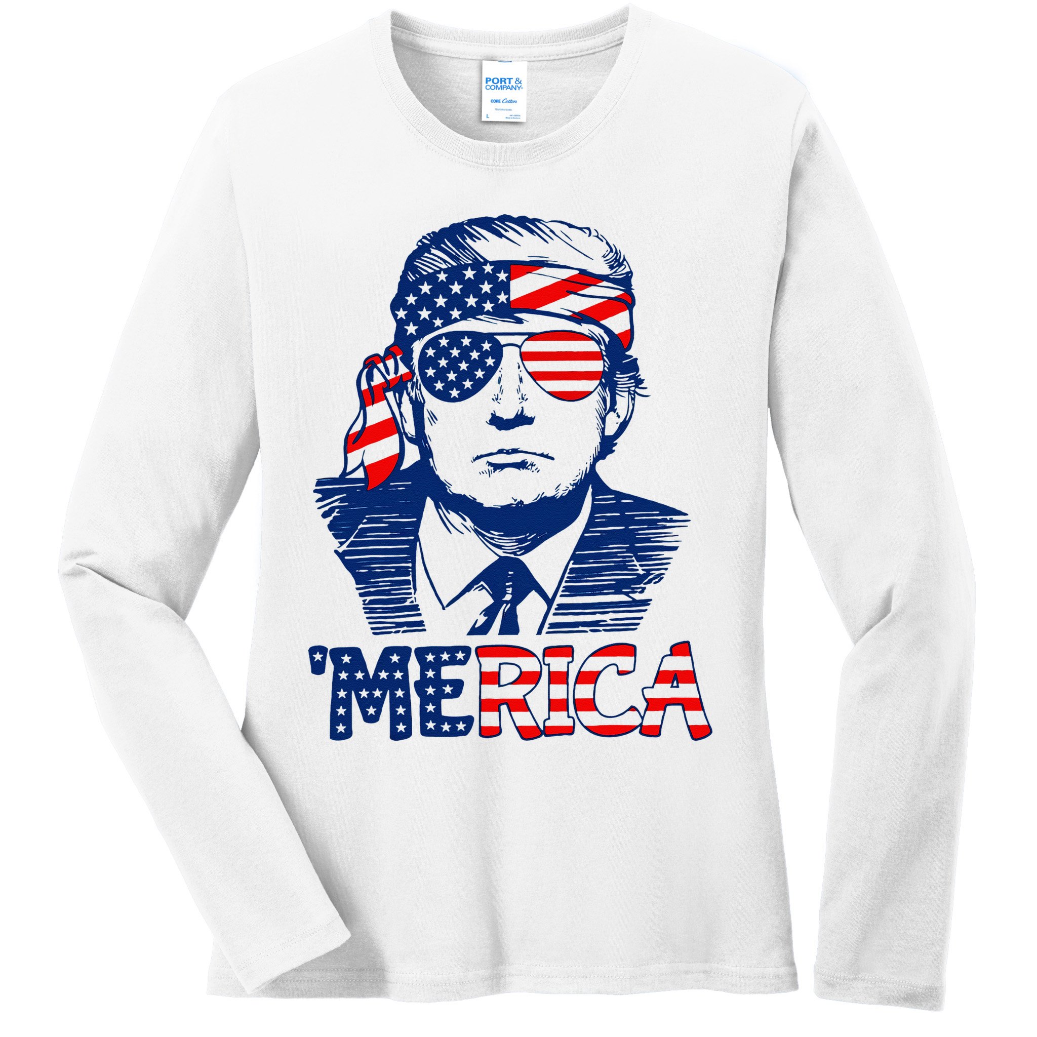 Trump Merica Trump Funny 4th Of July Ladies Long Sleeve Shirt