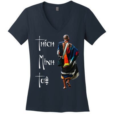 Thich Minh Tue Buddhist Monk Spiritual Journey Vietnam Women's V-Neck T-Shirt