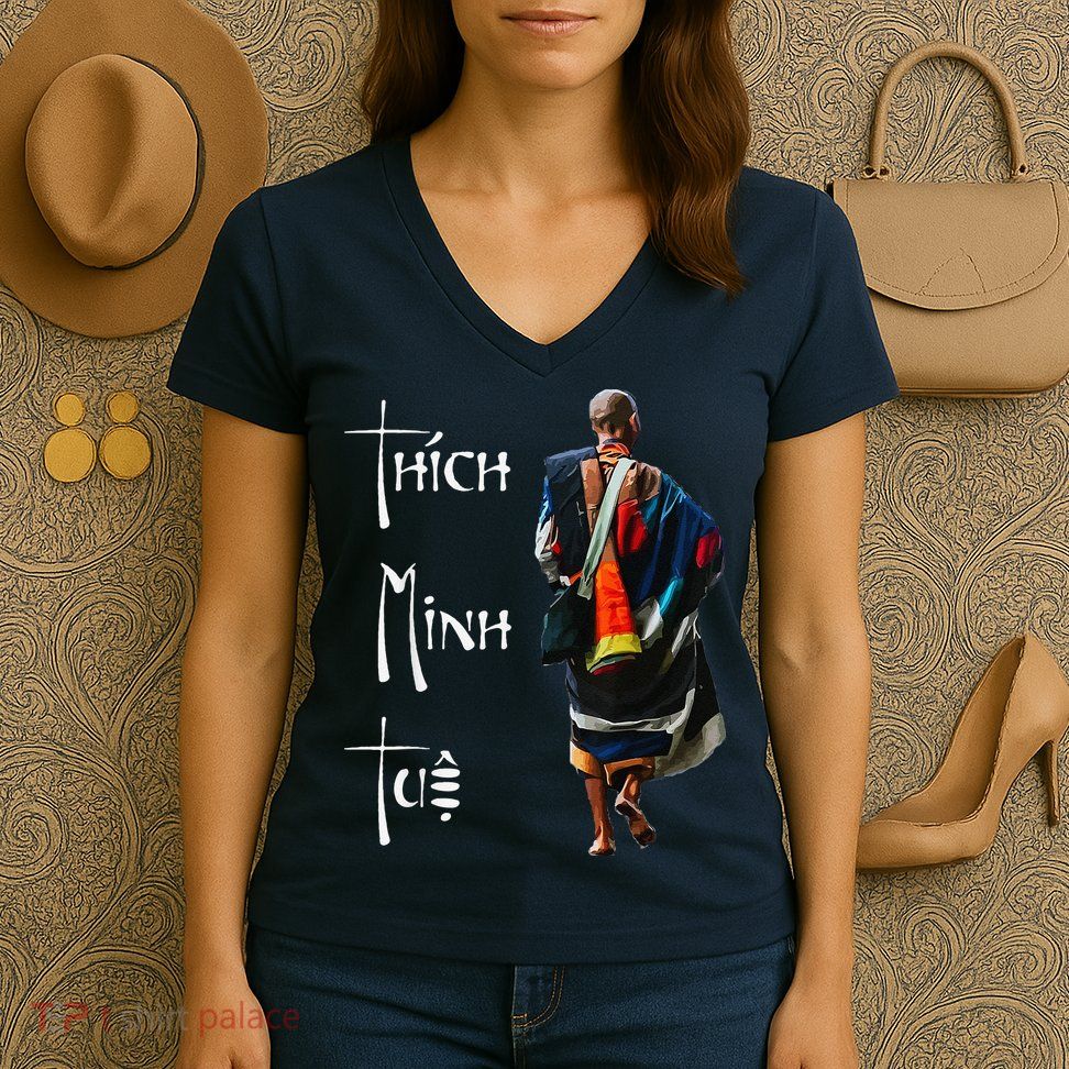 Thich Minh Tue Buddhist Monk Spiritual Journey Vietnam Women's V-Neck T-Shirt